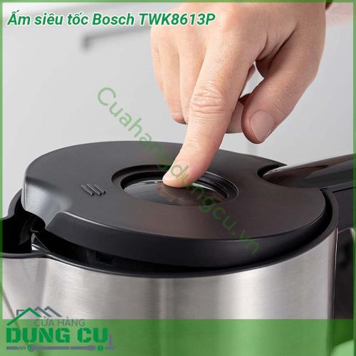 Ấm siêu tốc Bosch TWK8613P được làm bằng chất liệu inox và nhựa cao cấp theo tiêu chuẩn Đức an toàn tuyệt đối cho sức khỏe người sử dụng Kiểu dáng thiết kế hiện đại và sang trọng dễ dàng trong việc sử dụng