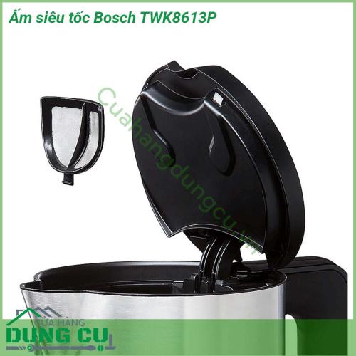 Ấm siêu tốc Bosch TWK8613P được làm bằng chất liệu inox và nhựa cao cấp theo tiêu chuẩn Đức an toàn tuyệt đối cho sức khỏe người sử dụng Kiểu dáng thiết kế hiện đại và sang trọng dễ dàng trong việc sử dụng