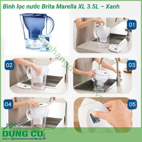 Bình lọc nước Brita Marella XL 3 5L – Xanh được thiết kế sang trọng tiện lợi và kiểu dáng độc đáo trang nhã gọn nhẹ không sử dụng điện với khả năng lọc nhanh nên bình lọc nước Brita sẽ rất dễ dàng cho việc sử dụng và bảo quản