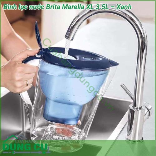 Bình lọc nước Brita Marella XL 3 5L – Xanh được thiết kế sang trọng tiện lợi và kiểu dáng độc đáo trang nhã gọn nhẹ không sử dụng điện với khả năng lọc nhanh nên bình lọc nước Brita sẽ rất dễ dàng cho việc sử dụng và bảo quản