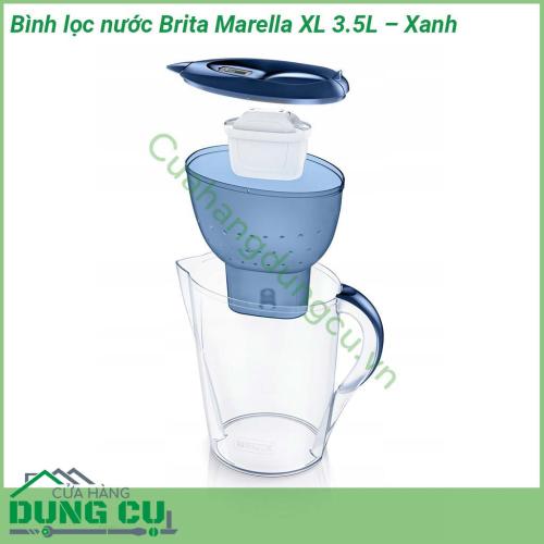 Bình lọc nước Brita Marella XL 3 5L – Xanh được thiết kế sang trọng tiện lợi và kiểu dáng độc đáo trang nhã gọn nhẹ không sử dụng điện với khả năng lọc nhanh nên bình lọc nước Brita sẽ rất dễ dàng cho việc sử dụng và bảo quản