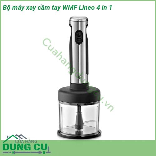 Bộ máy xay cầm tay WMF Lineo 4 in 1 có thiết kế thon gọn Máy xay được làm từ thép không gỉ Cromargan giúp cho sản phẩm không bì trầy xước bên lâu chịu lực và chịu nhiệt rất tốt Lưỡi dao sắc bén cứng cáp  Tay cầm chống trượt thoải mái và an toàn tối đa