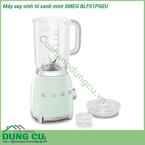 Máy xay sinh tố xanh mint SMEG BLF01PGEU kiểu dáng đẹp mạnh mẽ  chất liệu Aluminium được sơn bóng  Bình nhẹ dễ lau chùi có khả năng chống và đập trày xước và chịu nhiệt  Nắp mở trong suốt Lưỡi dao đôi có thể tháo rời làm bằng thép không gỉ