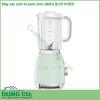 Máy xay sinh tố xanh mint SMEG BLF01PGEU kiểu dáng đẹp mạnh mẽ  chất liệu Aluminium được sơn bóng  Bình nhẹ dễ lau chùi có khả năng chống và đập trày xước và chịu nhiệt  Nắp mở trong suốt Lưỡi dao đôi có thể tháo rời làm bằng thép không gỉ