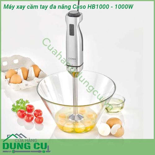 Máy xay cầm tay đa năng Caso HB1000 có thể dùng để xay sinh tố xay thịt cá rau củ xay nhuyễn cháo … Máy được thiết kế đẹp mắt chất liệu cao cấp thân thiện của người dùng Tay cầm của máy sử dụng dễ dàng người dùng có thể cầm nắm mà không bị trơn trượt  