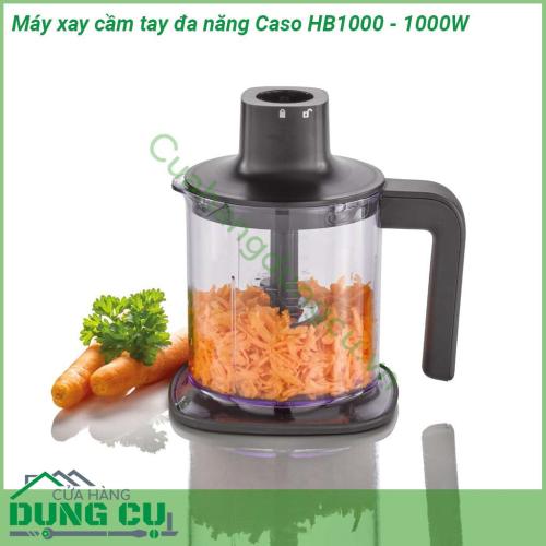 Máy xay cầm tay đa năng Caso HB1000 có thể dùng để xay sinh tố xay thịt cá rau củ xay nhuyễn cháo … Máy được thiết kế đẹp mắt chất liệu cao cấp thân thiện của người dùng Tay cầm của máy sử dụng dễ dàng người dùng có thể cầm nắm mà không bị trơn trượt  