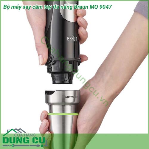 Bộ máy xay cầm tay đa năng Braun MQ 9047 dòng máy xay cao cấp nhất của Braun kết hợp sự xay trộn nhịp nhàng mềm mượt sử dụng dễ dàng cho kết quả tốt nhất