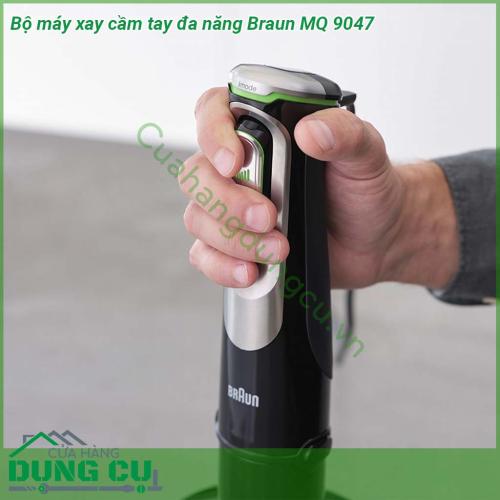 Bộ máy xay cầm tay đa năng Braun MQ 9047 dòng máy xay cao cấp nhất của Braun kết hợp sự xay trộn nhịp nhàng mềm mượt sử dụng dễ dàng cho kết quả tốt nhất