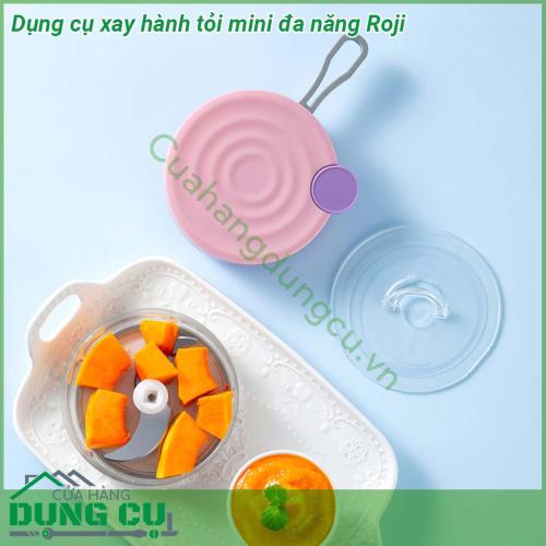 Dụng cụ xay hành tỏi mini đa năng Roji nhỏ gọn có thể xay nhuyễn bí đỏ thịt hành  Chất liệu nhựa cao cấp an toàn cho thực phẩm Lưỡi thép không gỉ sắc bén  