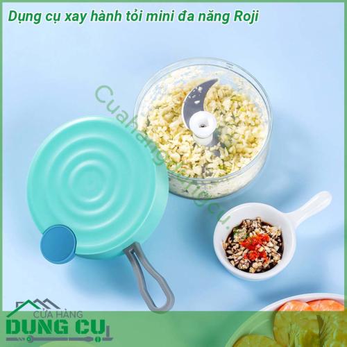 Dụng cụ xay hành tỏi mini đa năng Roji nhỏ gọn có thể xay nhuyễn bí đỏ thịt hành  Chất liệu nhựa cao cấp an toàn cho thực phẩm Lưỡi thép không gỉ sắc bén  