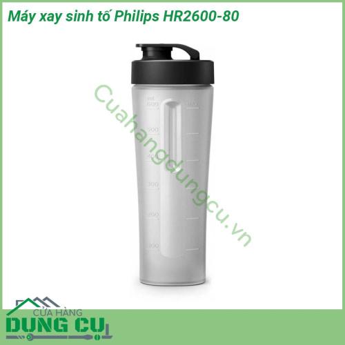 Máy xay sinh tố Philips HR2600-80 thiết kế gọn nhẹ cực kì tiết kiệm không gian trong nhà bếp  Vỏ thân máy làm bằng chất liệu thép không gỉ Cromargan bóng mờ bình chứa làm từ chất liệu Tritan chất lượng cao không chứa BPA cực kì an toàn cho sức khoẻ