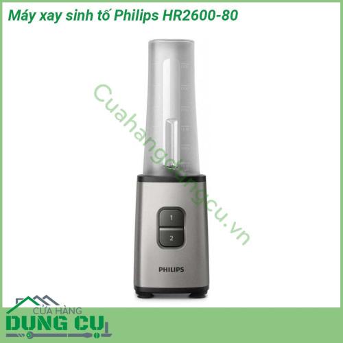 Máy xay sinh tố Philips HR2600-80 thiết kế gọn nhẹ cực kì tiết kiệm không gian trong nhà bếp  Vỏ thân máy làm bằng chất liệu thép không gỉ Cromargan bóng mờ bình chứa làm từ chất liệu Tritan chất lượng cao không chứa BPA cực kì an toàn cho sức khoẻ