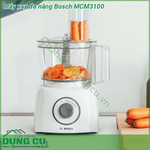 Máy xay đa năng Bosch MCM3100 thiết kế siêu nhỏ gọn và linh hoạt giúp tiết kiệm không gian nhà bếp  Chân cao su cho độ ổn định cao hơn trong quá trình sử dụng Phụ kiện dễ dàng tháo lắp và làm sạch bằng máy rửa chén