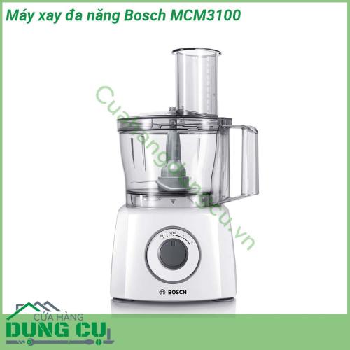 Máy xay đa năng Bosch MCM3100 thiết kế siêu nhỏ gọn và linh hoạt giúp tiết kiệm không gian nhà bếp  Chân cao su cho độ ổn định cao hơn trong quá trình sử dụng Phụ kiện dễ dàng tháo lắp và làm sạch bằng máy rửa chén