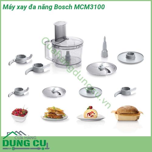 Máy xay đa năng Bosch MCM3100 thiết kế siêu nhỏ gọn và linh hoạt giúp tiết kiệm không gian nhà bếp  Chân cao su cho độ ổn định cao hơn trong quá trình sử dụng Phụ kiện dễ dàng tháo lắp và làm sạch bằng máy rửa chén