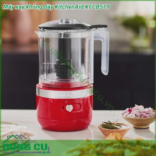 Máy xay thực phẩm không dây KitchenAid KFCB519 có thiết kế sang trọng thể hiện đẳng cấp với màu sắc tươi sáng sẽ làm nổi bật bất kỳ gian bếp nào của bất kỳ gia đình nào  Lưỡi dao được làm bằng thép không gỉ sắc bén bảo đảm cho kết quả xay hoàn hảo