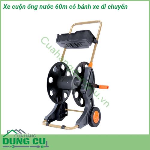 Xe cuộn ống nước 60m có bánh xe di chuyển được thiết kế dành cho khu vườn có diện tích vừa và nhỏ Với khả năng cuộn được 60m dây Với hai bánh xe lớn giúp cho khả năng di chuyển của xe rất linh hoạt