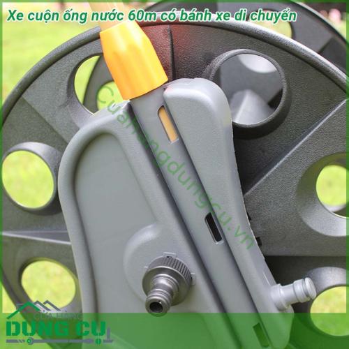 Xe cuộn ống nước 60m có bánh xe di chuyển được thiết kế dành cho khu vườn có diện tích vừa và nhỏ Với khả năng cuộn được 60m dây Với hai bánh xe lớn giúp cho khả năng di chuyển của xe rất linh hoạt