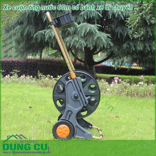 Xe cuộn ống nước 60m có bánh xe di chuyển được thiết kế dành cho khu vườn có diện tích vừa và nhỏ Với khả năng cuộn được 60m dây Với hai bánh xe lớn giúp cho khả năng di chuyển của xe rất linh hoạt