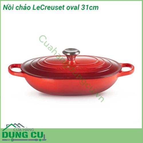 Nồi chảo Le Creuset oval 31cm được sản xuất hoàn toàn từ các vật liệu chất lượng cao kết hợp với lớp tráng men cao cấp Với vật liệu gang chất lượng cao sẽ giúp cho các món ăn được giữ được độ nóng lâu hơn
