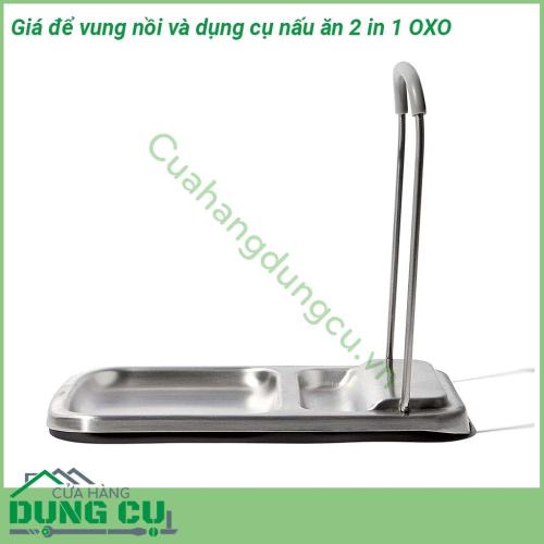 Giá để vung nồi và dụng cụ nấu ăn 2 in 1 OXO được thiết kế 2 trong 1 giúp mặt bàn và bếp nấu luôn gọn gàng Chất liệu an toàn khi sử dụng  