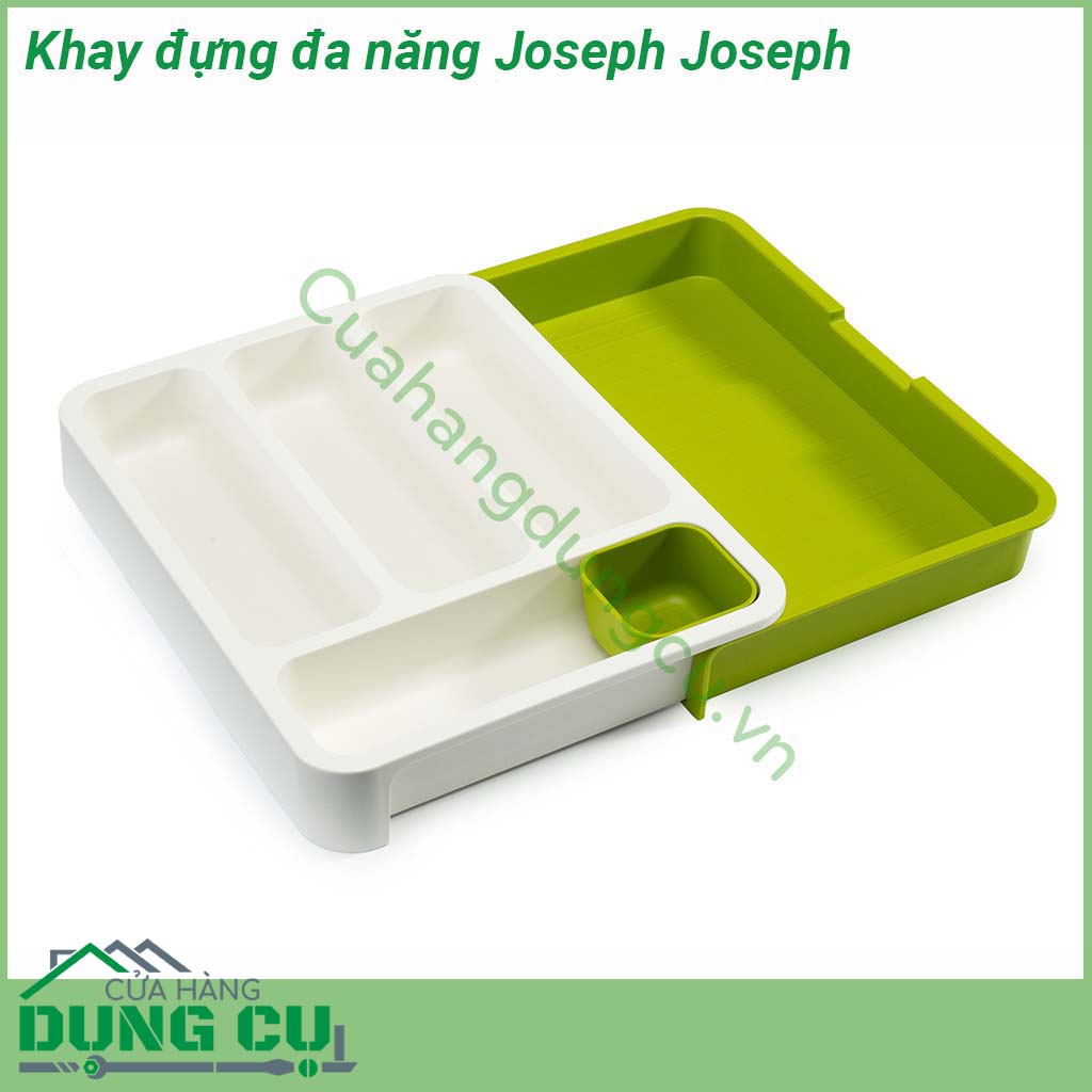 Khay đựng đa năng Joseph Joseph được thiết kế kiểu dáng đẹp mắt với khả năng mở rộng tùy chỉnh  Chất liệu nhựa cao cấp giúp dễ dàng trong việc làm sạch vệ sinh