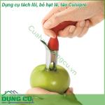 Dụng cụ tách lõi bỏ hạt lê táo Cuisipro nhỏ gọn với lõi đường kính lớn và răng cưa dài sắc bén sẽ hoạt động hiệu quả trên những quả táo to và dai Tay cầm công thái học dễ dàng xoắn hoặc đẩy lõi qua quả táo