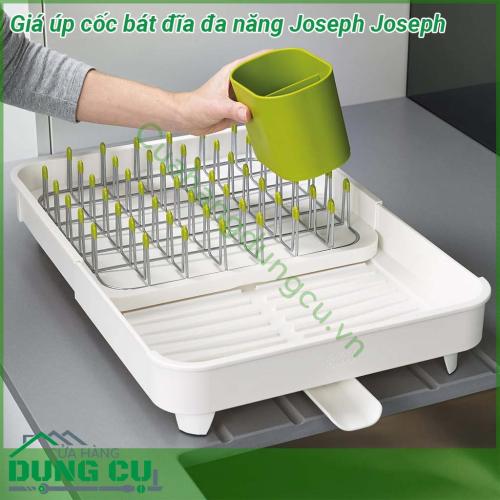 Giá úp cốc bát đĩa đa năng Joseph Joseph mang màu trắng trẻ trung tô điểm thêm góc bếp của mọi nhà Chất liệu nhựa đảm bảo an toàn cho sức khỏe tiện lợi hơn mỗi khi vệ sinh Thiết kế ngăn thông minh có thể thu gọn để chứa nhiều hoặc ít bát đĩa