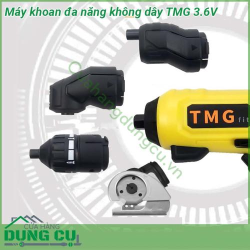 Máy khoan đa năng không dây cầm tay TMG thiết kế rất nhỏ gọn thân máy cầm vừa vặn lòng bàn tay giúp thao tác thoải mái Vỏ máy làm từ nhựa cao cấp đảm bảo độ bền cầm nắm chắc tay chống trượt hiệu quả Đầu máy có nhiều đầu dễ lắp đặt và sử dụng