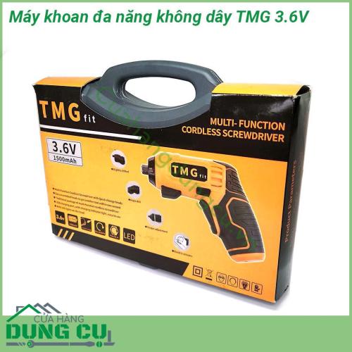 Máy khoan đa năng không dây cầm tay TMG thiết kế rất nhỏ gọn thân máy cầm vừa vặn lòng bàn tay giúp thao tác thoải mái Vỏ máy làm từ nhựa cao cấp đảm bảo độ bền cầm nắm chắc tay chống trượt hiệu quả Đầu máy có nhiều đầu dễ lắp đặt và sử dụng