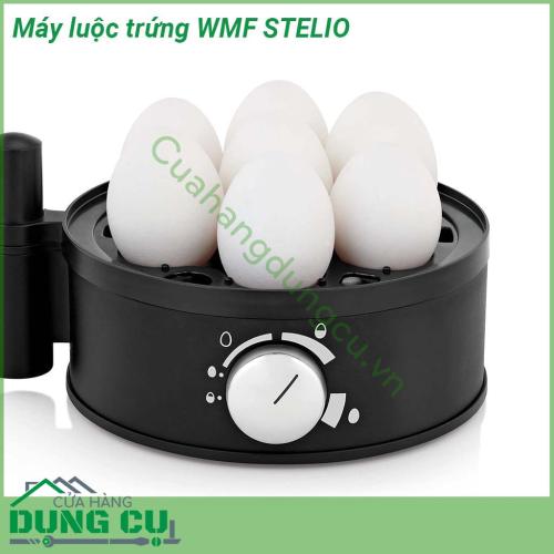 Máy luộc trứng WMF STELIO thiết kế nhỏ gọn với ruột máy làm bằng chất liệu thép không gỉ cao cấp cromargan sang trọng bền bỉ với thời gian sử dụng  Thích hợp cho việc luộc 1-7 trứng  Chân đế máy bằng inox sạch sẽ dễ lau