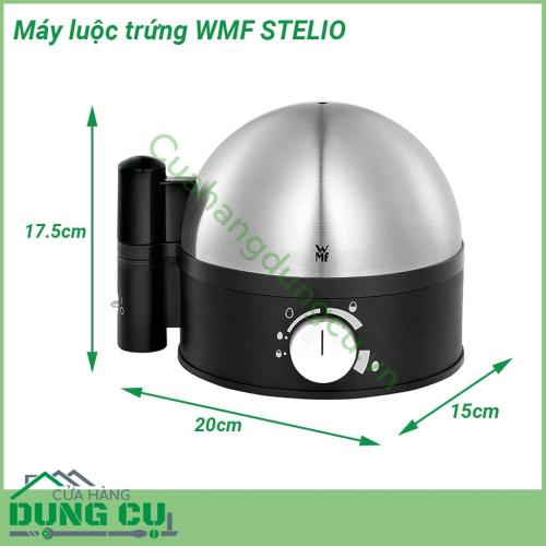 Máy luộc trứng WMF STELIO thiết kế nhỏ gọn với ruột máy làm bằng chất liệu thép không gỉ cao cấp cromargan sang trọng bền bỉ với thời gian sử dụng  Thích hợp cho việc luộc 1-7 trứng  Chân đế máy bằng inox sạch sẽ dễ lau