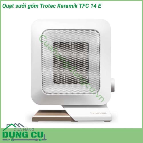 Quạt sưởi gốm Trotec Keramik TFC 14 E có thiết kế hiện đại cùng với màu trắng vàng đồng bắt mắt phù hợp với mọi không gian phòng khách  Quạt sưởi gốm yên tĩnh và nhỏ gọn  Dễ dàng vận chuyển và vận hành Chân đế an toàn