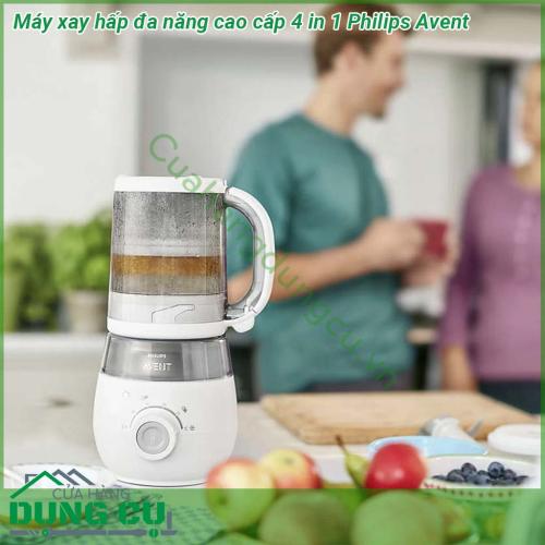 Máy xay hấp đa năng cao cấp 4 in 1 Philips Avent được thiết kế nhỏ gọn với 4 chức năng là hấp xay rã đông và hâm nóng thức ăn chỉ trong 1 công cụ giúp chuẩn bị bữa ăn đầy dinh dưỡng nhanh chóng dễ dàng