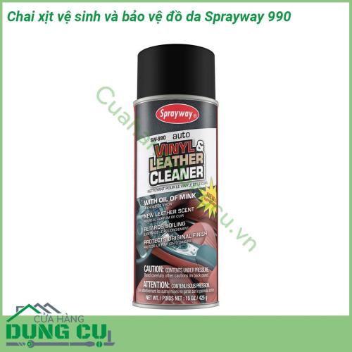 Chai xịt vệ sinh và bảo vệ đồ da Sprayway 990 sử dụng vô cùng đơn giản tiết kiệm thời gian cho bạn và gia đình  Làm sạch vết bẩn đánh bóng những sản phẩm làm bằng da mà không gây hư hại bề mặt