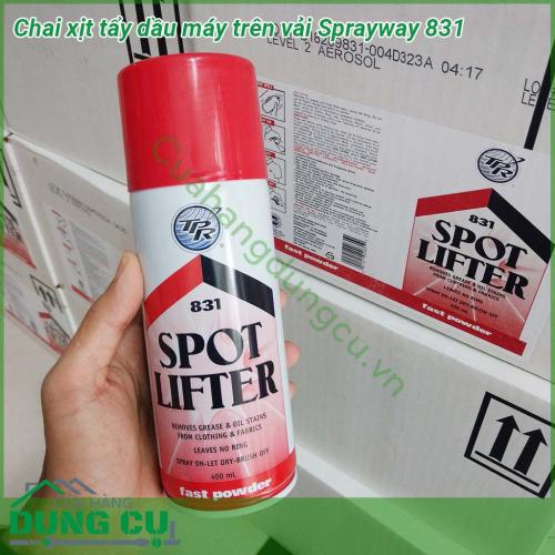 Bình xịt tẩy dầu máy may trên vải  Sprayway 831 Spot Lifter với công thức đặc biệt giúp việc tẩy các sản phẩm một cách hiệu quả nhất  Tẩy 1 lần là sạch nhanh khô đơn giản dễ sử dụng