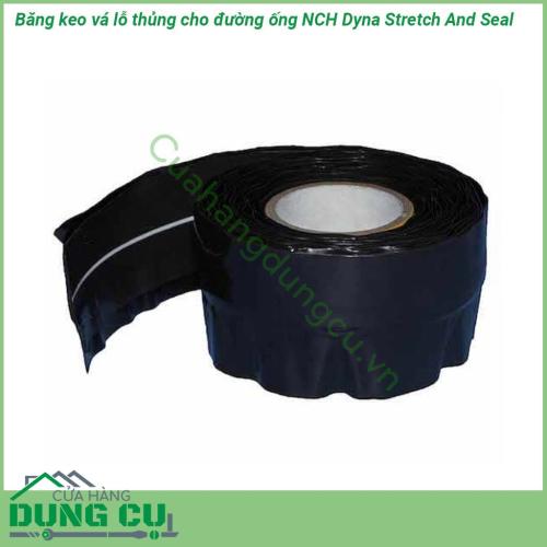 Băng keo vá lỗ thủng cho đường ống NCH Dyna Stretch And Seal cao su tự dính màu đen chịu được nhiệt độ lên đến 260°C thích hợp sử dụng cho mọi loại ống kể cả uốn góc ở tất cả các vị trí trong dây chuyền sản xuất