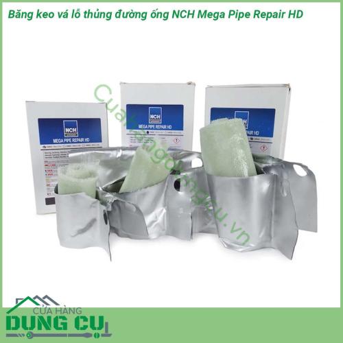 Băng keo vá lỗ thủng đường ống NCH Mega Pipe Repair HD dùng lắp hàn các đường tét các co nối của đường ống  thích hợp sử dụng cho mọi loại ống kể cả uốn góc ở tất cả các vị trí trong dây chuyền sản xuất