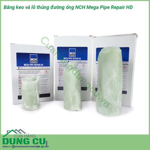 Băng keo vá lỗ thủng đường ống NCH Mega Pipe Repair HD dùng lắp hàn các đường tét các co nối của đường ống  thích hợp sử dụng cho mọi loại ống kể cả uốn góc ở tất cả các vị trí trong dây chuyền sản xuất