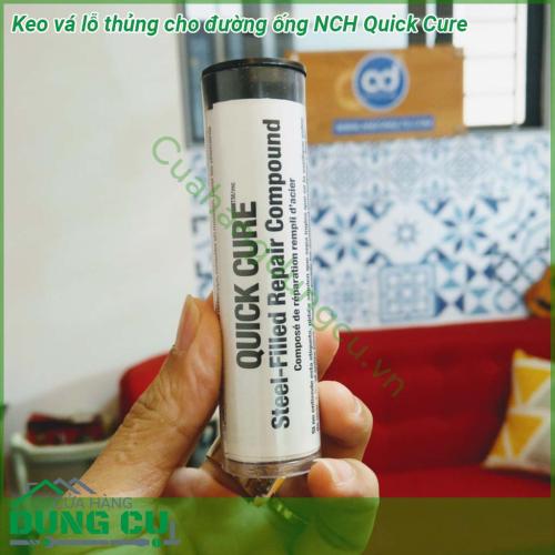 Keo vá lỗ thủng cho đường ống NCH Quick Cure dạng bột dùng lắp hàn các lỗ mọt lỗ tròn nhỏ trên ống PVC kim loại Ngoài ra còn dán được trên tất cả vật liệu cứng (không đàn hồi) như gỗ đá nhựa composite… 