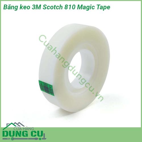 Băng keo 3M 810 Scotch Magic Tape thiết kế dạng cuộn  có bề mặt hơi ráp màu sắc trắng đục nhưng trong suốt Khi sử dụng dễ dàng kéo hoặc xé ra bằng tay để dán lên bề mặt cần dán Băng keo không chứa hóa chất độc hại nên an toàn cho sức khỏe người dùng