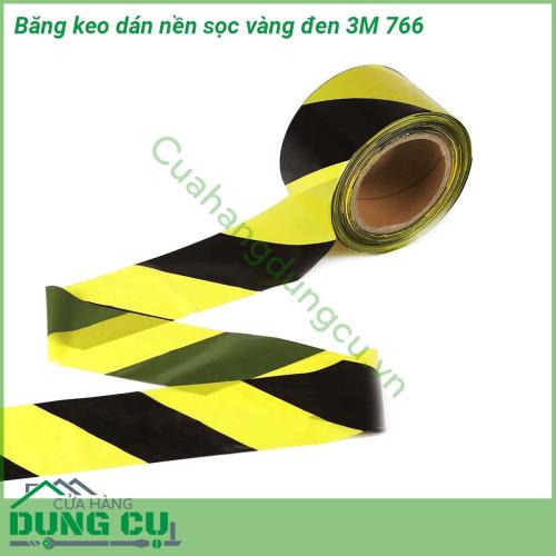 Băng keo dán nền sọc vàng đen 3M 766 được làm từ lớp màng vinyl với keo cao su thường được sử dụng để dán kẻ vạch phân làn phân đường  Dính chắc trên nhiều loại bề mặt khác nhau