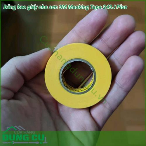 Băng keo giấy che sơn 3M Masking Tape 243J Plus có kích thước nhỏ mềm mỏng và dài với độ dày là 0 08mm  Với độ bền và rất dai thì khi lột bỏ băng keo này sẽ không bị rách và còn có thể dễ dàng xé rách bằng tay nữa