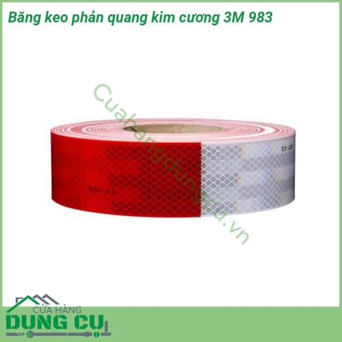 Băng keo phản quang kim cương 3M 983 có độ phản quang cao công nghệ phản quang theo cấu trúc kim cương ứng dụng công nghệ keo nhạy áp lực cho độ dính cao trên những phương tiện giao thông như xe tải rơ móc