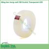 Băng keo trong suốt 3M Scotch Transparent 600 được làm từ Màng Paklon Màng UPVC và chất kết dính acrylic là một loại màng mỏng có độ trong suốt và độ bám dính cao sản phẩm này có thể dính trên nhiều loại vật liệu  