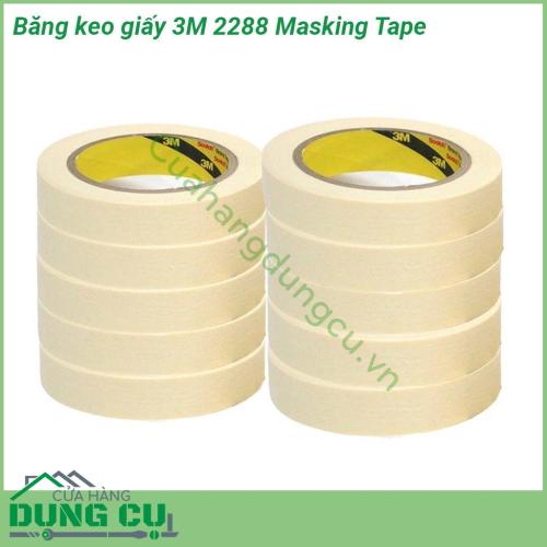 Băng keo giấy 3M 2288 Masking Tape chất liệu giấy dai chắc dễ xé dễ sử dụng Sử dụng che chắn khi sơn phủ dùng định vị đánh dấu ghi chú …hiệu quả