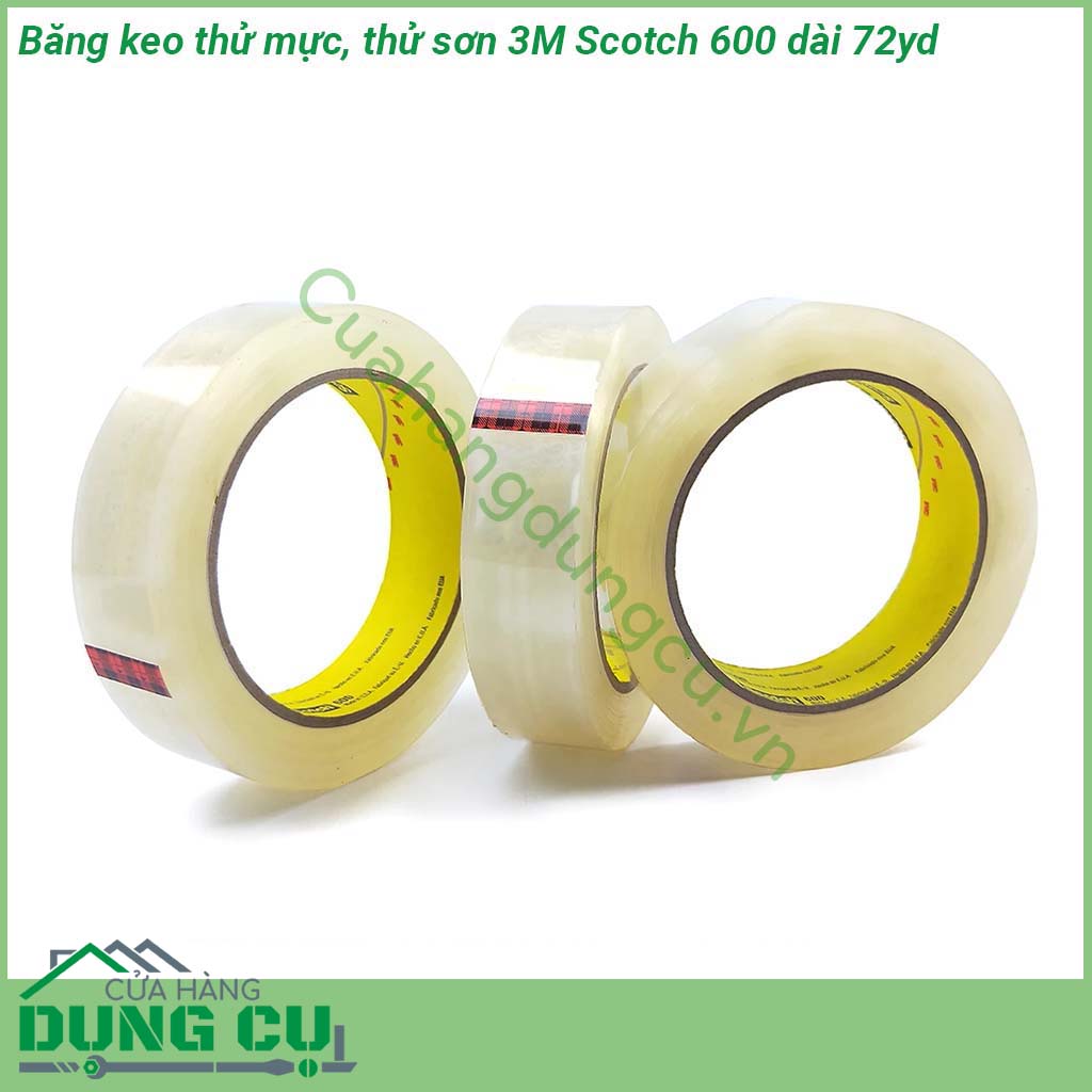 Băng keo thử mực thử sơn 3M Scotch 600 dài 72yd một loại băng keo trong suốt có chất kết dính acrylic có độ bền rất cao dính trực tiếp trên nhiều loại bề mặt  khả năng chống tia cực tím cũng như không nhuộm màu