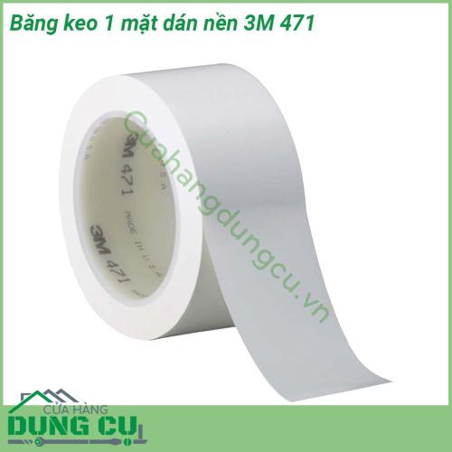 Băng keo 1 mặt dán nền 3M 471 với nhiều màu sắc  khả năng bám dính tốt trên nhiều bề mặt vật liệu khác nhau  Dễ dàng gỡ bỏ không để lại vết keo trên bề mặt tiết kiệm chi phí nhân công chùi rửa