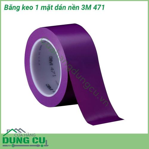 Băng keo 1 mặt dán nền 3M 471 với nhiều màu sắc  khả năng bám dính tốt trên nhiều bề mặt vật liệu khác nhau  Dễ dàng gỡ bỏ không để lại vết keo trên bề mặt tiết kiệm chi phí nhân công chùi rửa