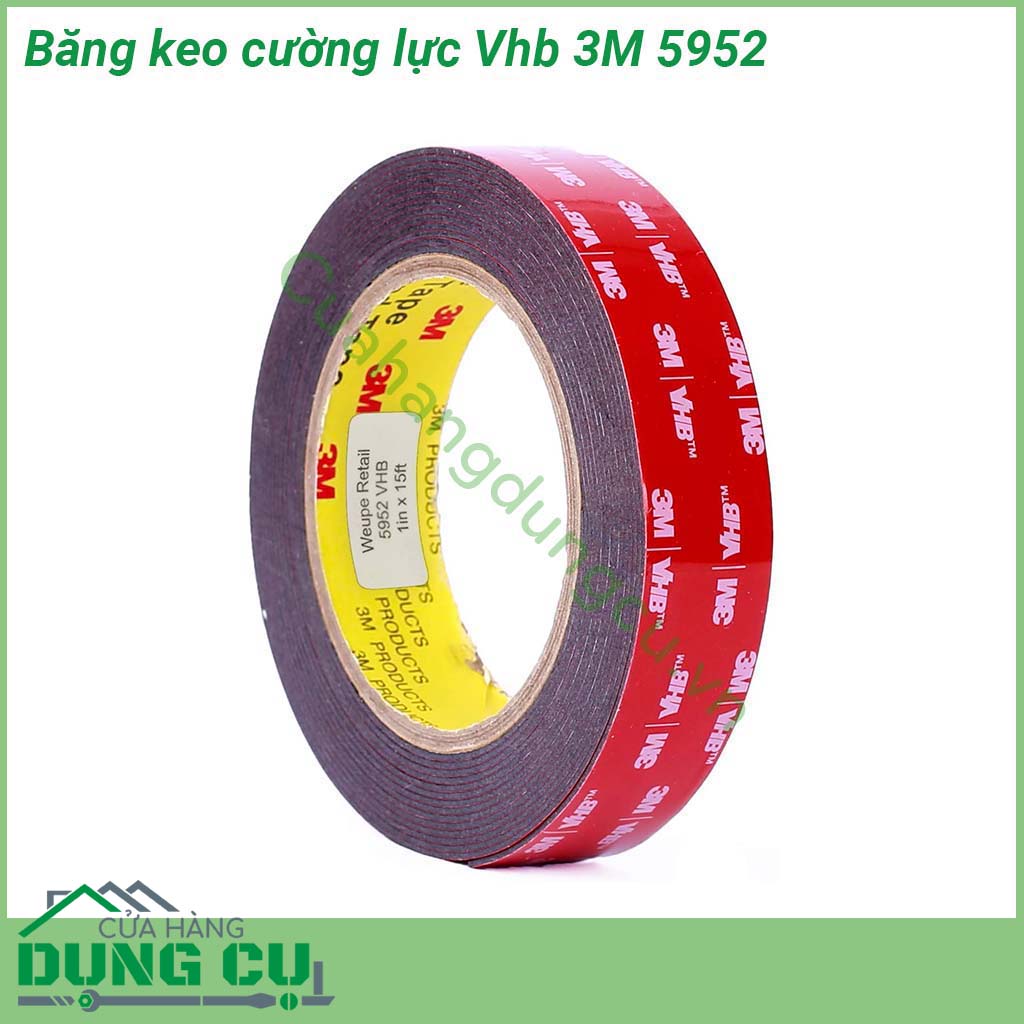 Băng keo cường lực Vhb 3M 5952 là loại băng keo có độ bám dính và đàn hồi rất tốt chịu được rung động khả năng kết dính cao sử dụng trong lắp ráp khung bộ phận nội ngoại thất ô tô bảng hiệu két sắt phù hợp các bề mặt thép không gỉ ABS PVC …